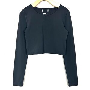 Babaton Contour Long Sleeve Crop Top Women’s Size M Seamless Minimalist Black
